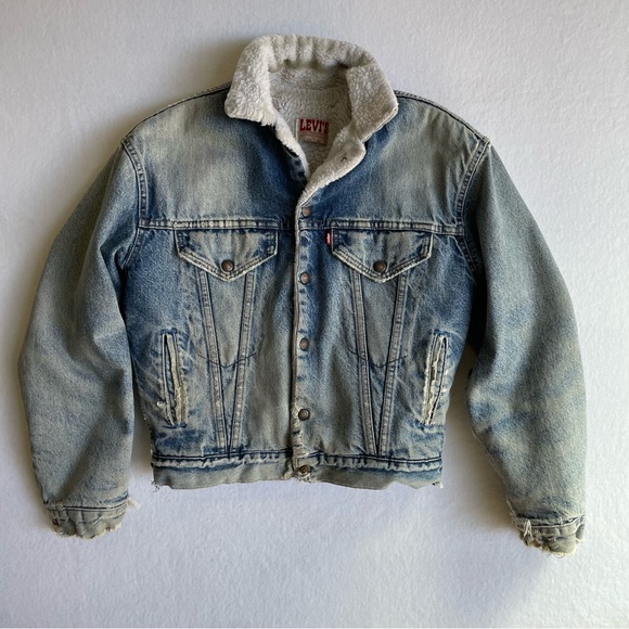 Levi's Other - Vintage Levi's Blue Denim Sherpa-Lined Distressed Trucker Jean Jacket